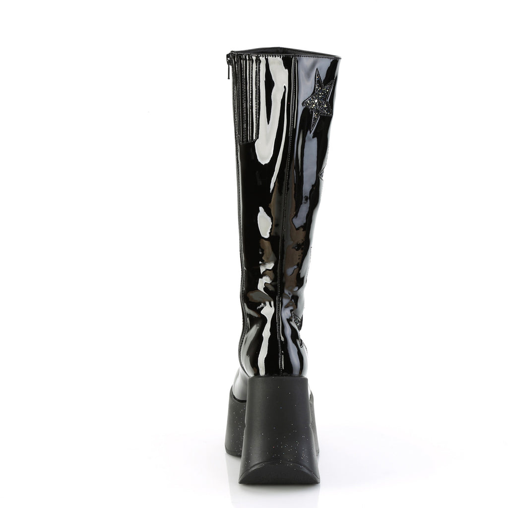 5" Star Cutout Pf Wedge Knee High Boot, Inside Zip Pleaser  DYN600/B-BMCG