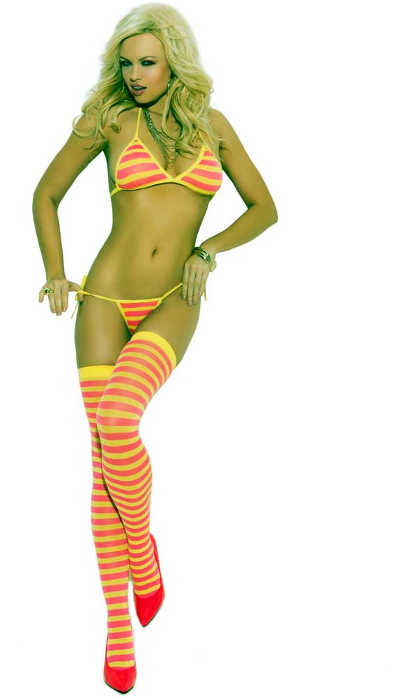 Striped Bra, Side Tie Thong Matching Set Elegant Moments  1535