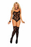 Lace Trim Stockings & Teddy Plus Size Elegant Moments  1541Q
