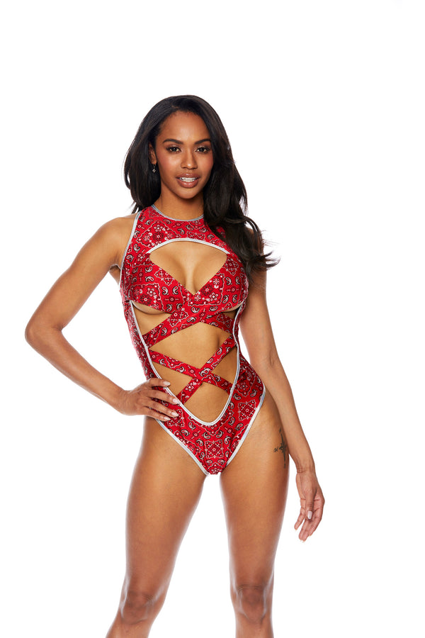 Paisley Bandana Swimwear Bodysuit Shirley of Hollywood KOY by Bodyshotz K2008