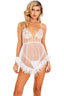 2Pc Bridal Corset Chemise With Ostrich Feather Trim & Panty Roma  LI450