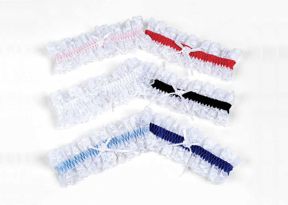 Shirley of Hollywood Satin Trim Wedding Lace Leg Garters for Women