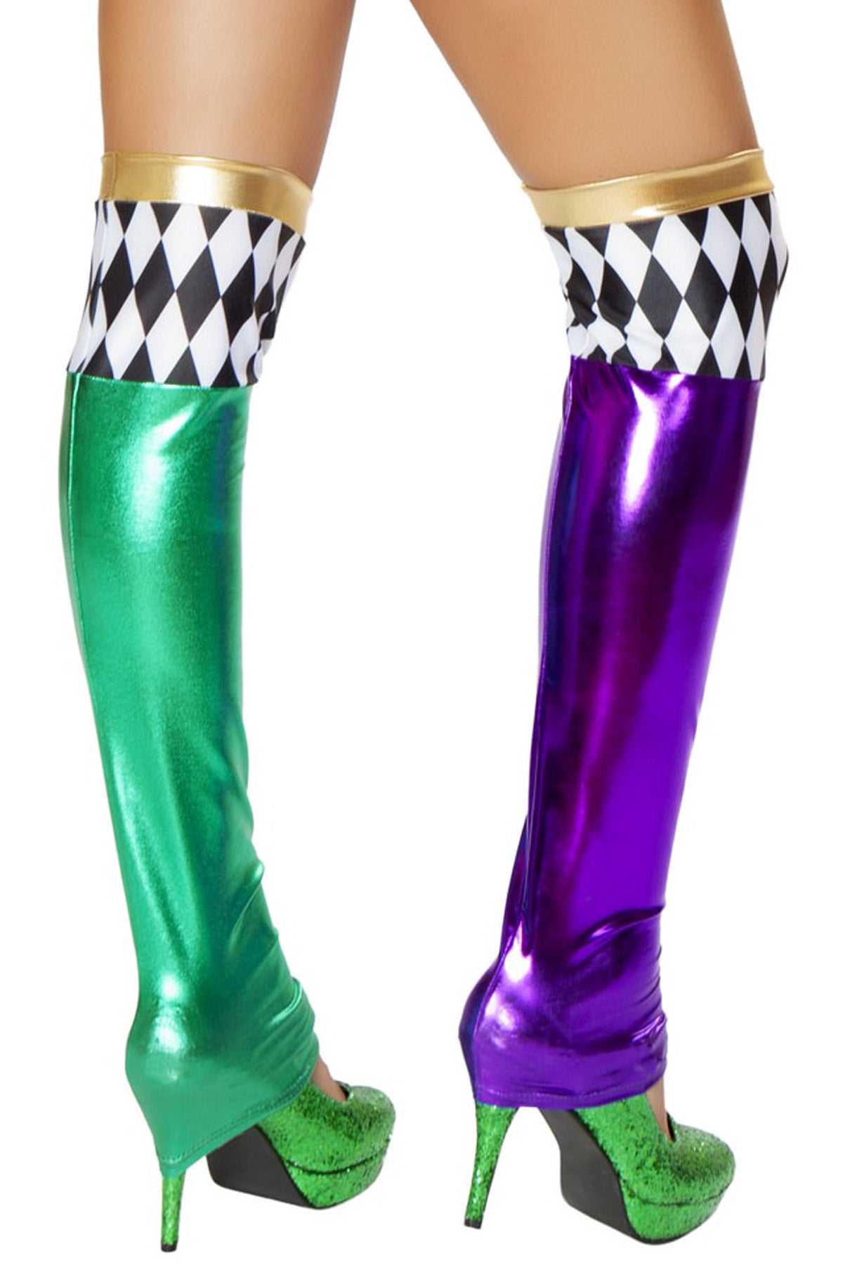 Roma Green and Purple Jester Leggings Hosiery Secondary image