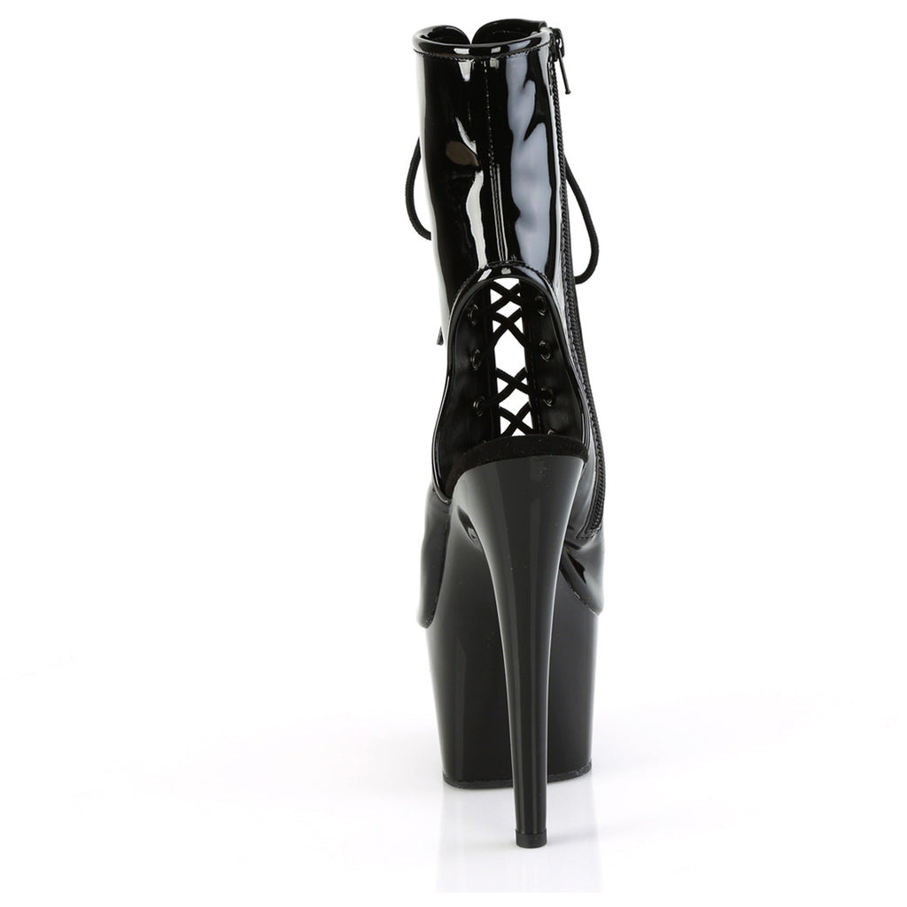 7" Heel, 2 3/4" Pf Open Toe/Back Ankle Boot, Side Zip Pleaser Pleaser ADORE/1016