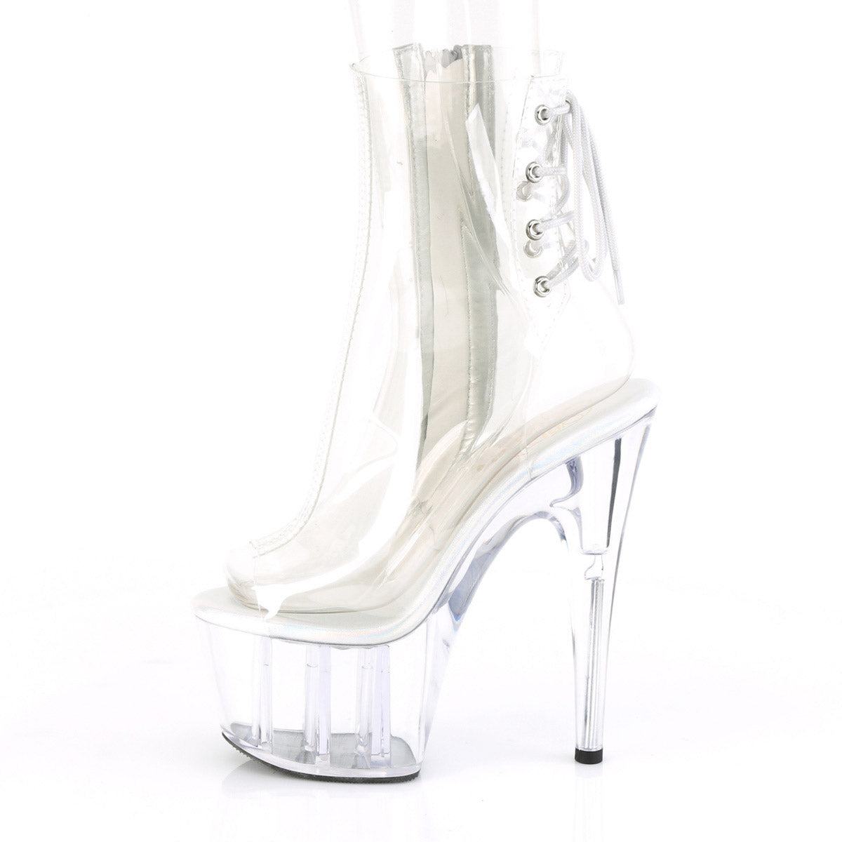 7" Heel, 2 3/4" Pf Open Toe/heel Ankle Boot, Side Zip Pleaser Pleaser ADORE/1018C