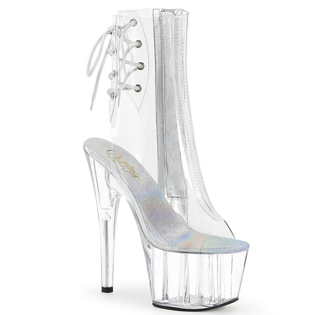 7" Heel, 2 3/4" Pf Open Toe/heel Ankle Boot, Side Zip Pleaser Pleaser ADORE/1018C
