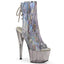 7" Heel, 2 3/4" Tinted Pf Open Toe Ankle Boot, Side Zip Pleaser Pleaser ADO1018HCT/C/SHG/SMK