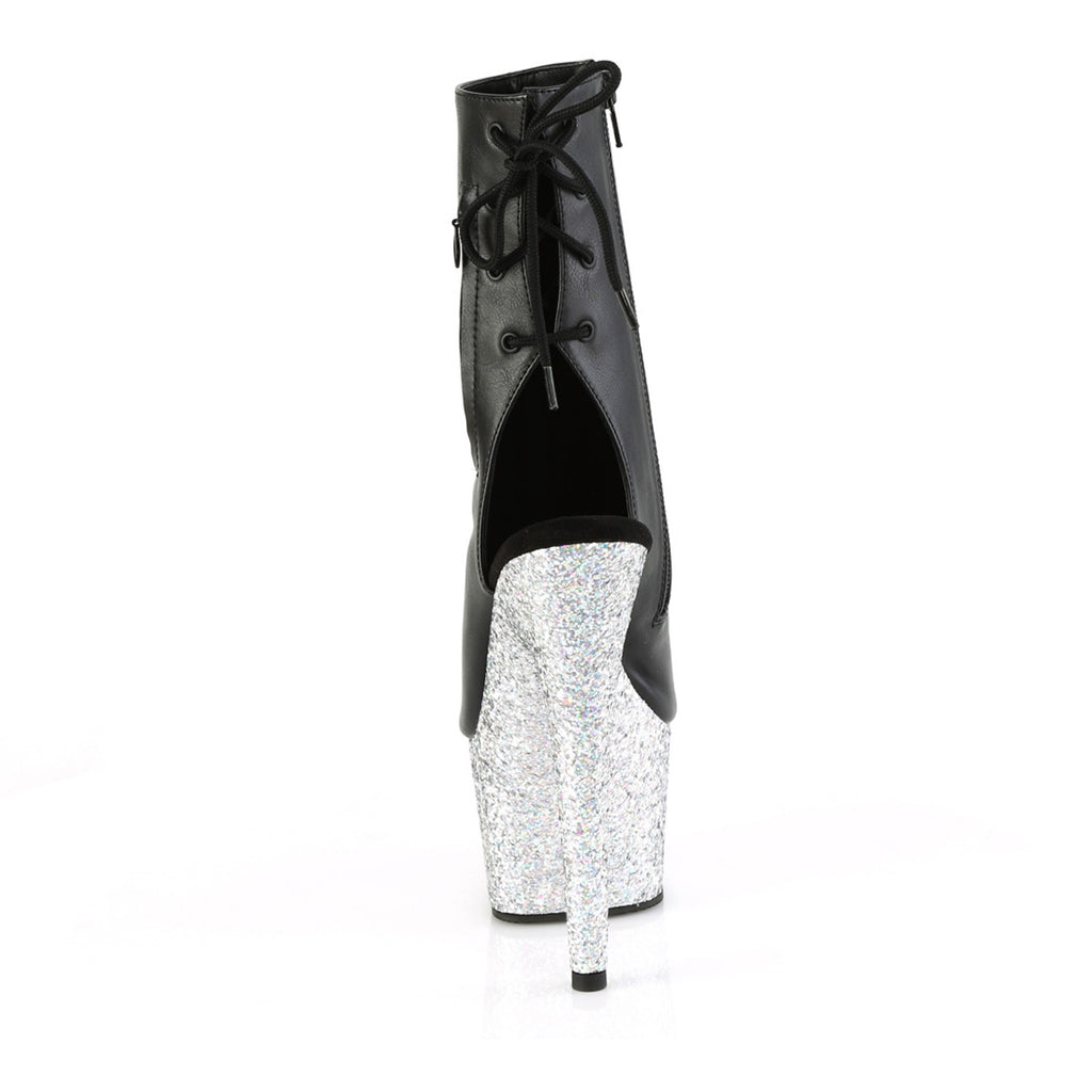 7" Heel, 2 3/4" Pf Open Toe/Heel Ankle Boot, Side Zip Pleaser Pleaser ADORE/1018LG