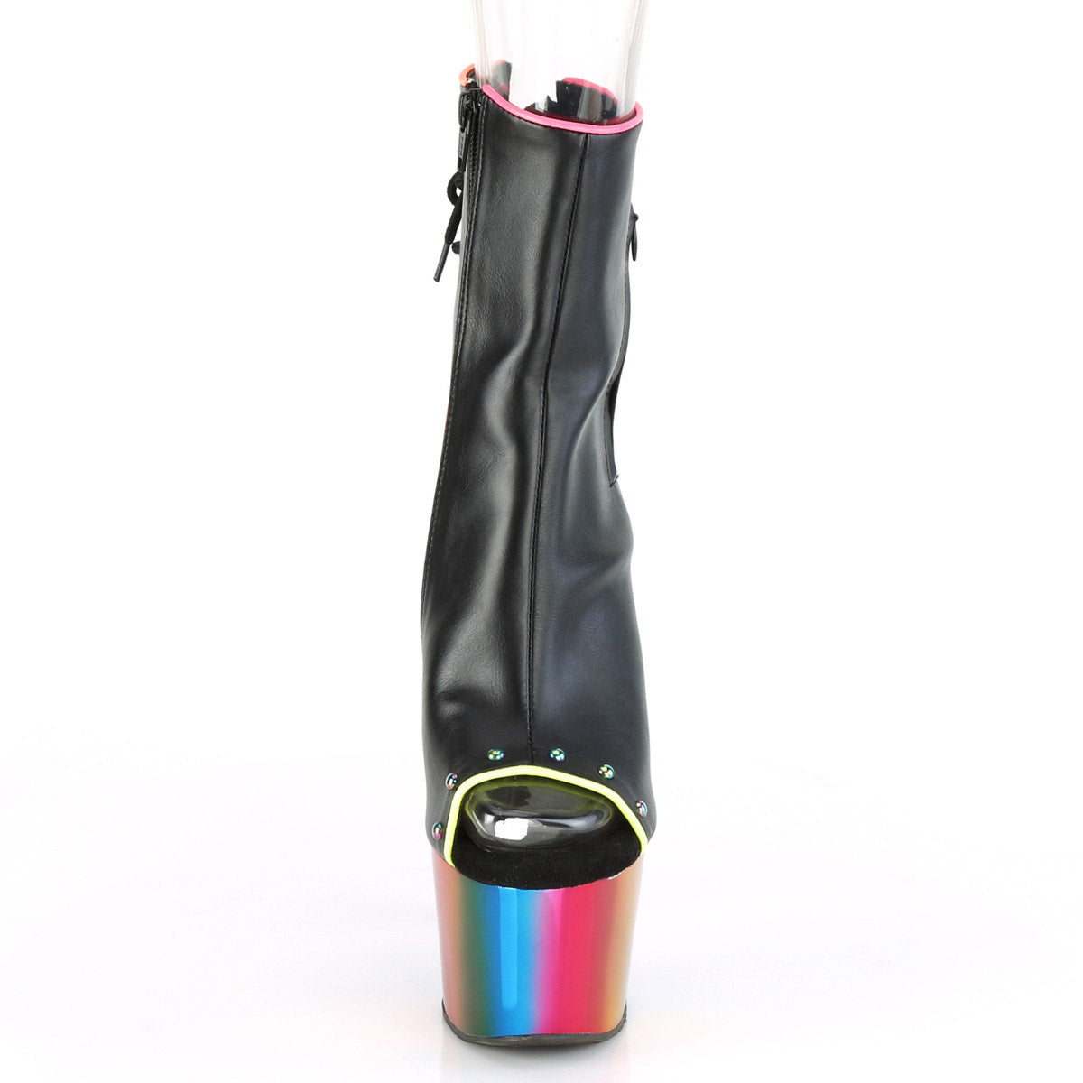 Pleaser 7-Inch Heel 2-Inch Chromed Platform Open Toe Ankle Boots for Women Secondary image
