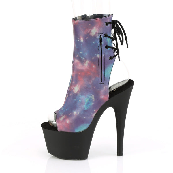 7" Heel, 2 3/4" PF Open Toe/Heel Ankle Boot, Side Zip Pleaser Pleaser ADORE/1018REFL