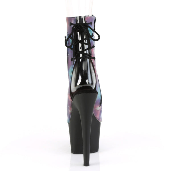 7" Heel, 2 3/4" PF Open Toe/Heel Ankle Boot, Side Zip Pleaser Pleaser ADORE/1018REFL
