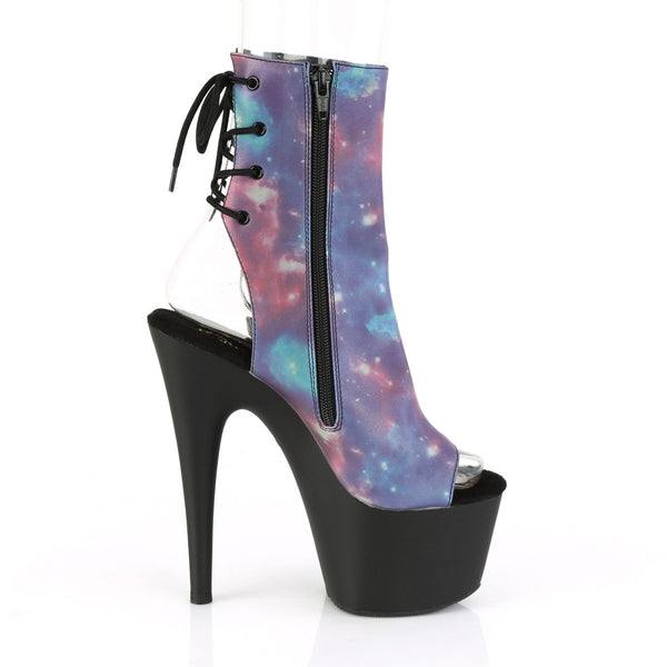 7" Heel, 2 3/4" PF Open Toe/Heel Ankle Boot, Side Zip Pleaser Pleaser ADORE/1018REFL