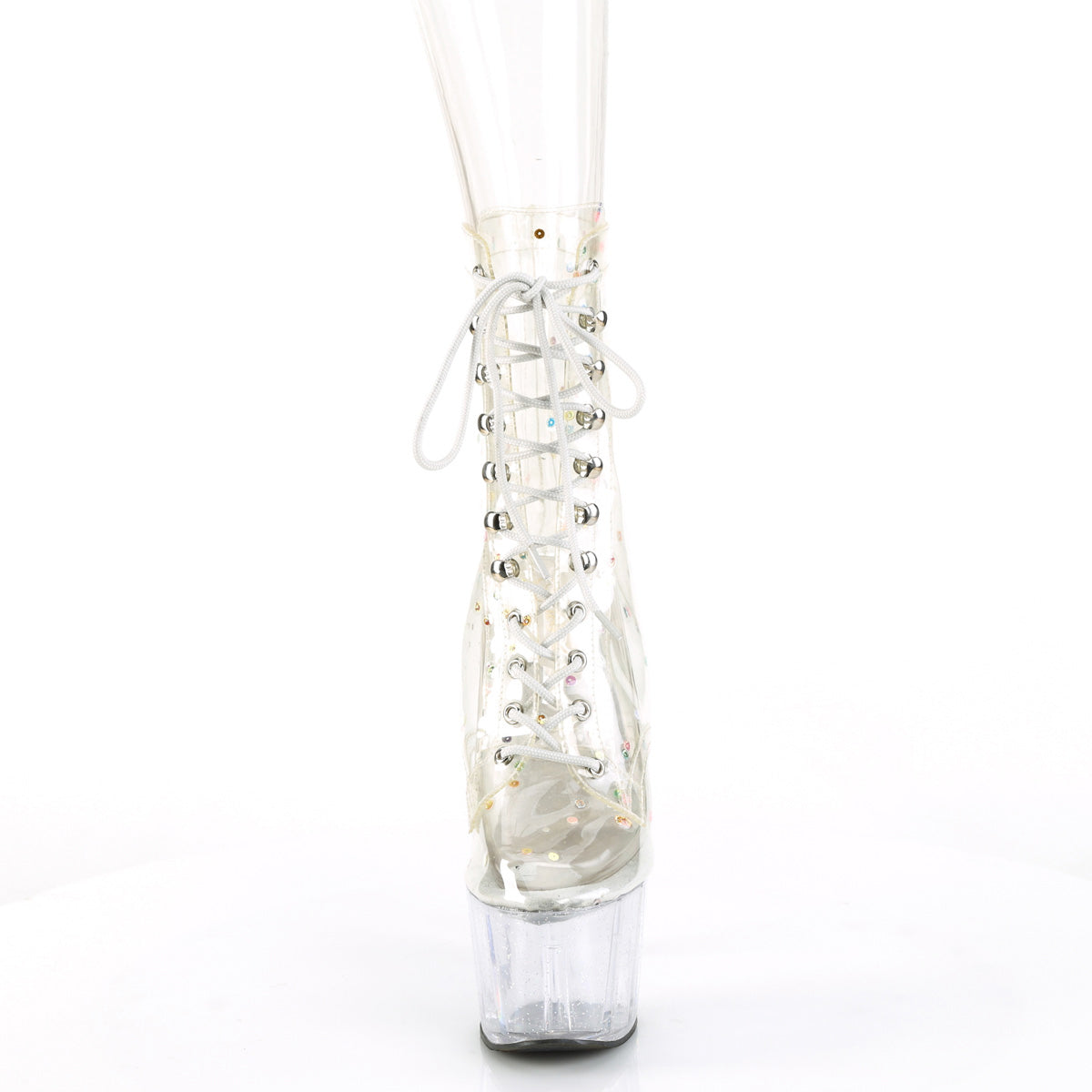Pleaser 7-Inch Heel Lace-Up Front Ankle Platform Boots with Sequin Embellishments Secondary image