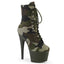 7" Heel, 2 3/4" Pf Lace-up Ankle Boot, Side Zip Pleaser Pleaser ADORE/1020CAMO