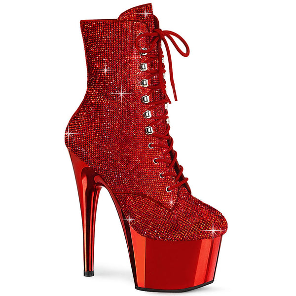 7" Heel , 2" Pf Rs Embellished Ankle Boot, Side Zip Pleaser Pleaser ADORE/1020CHRS
