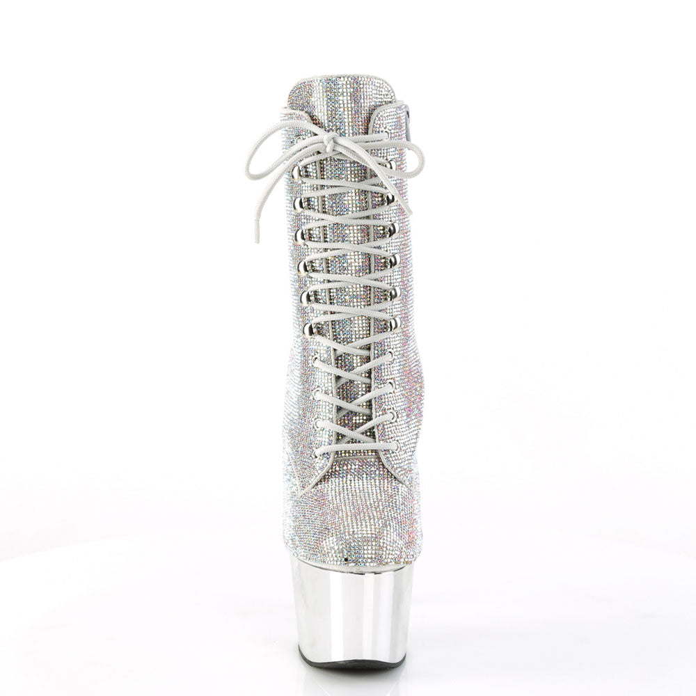 7" Heel , 2" Pf Rs Embellished Ankle Boot, Side Zip Pleaser Pleaser ADORE/1020CHRS