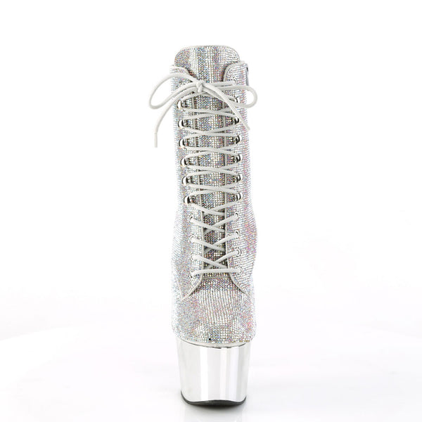 7" Heel , 2" Pf Rs Embellished Ankle Boot, Side Zip Pleaser Pleaser ADORE/1020CHRS