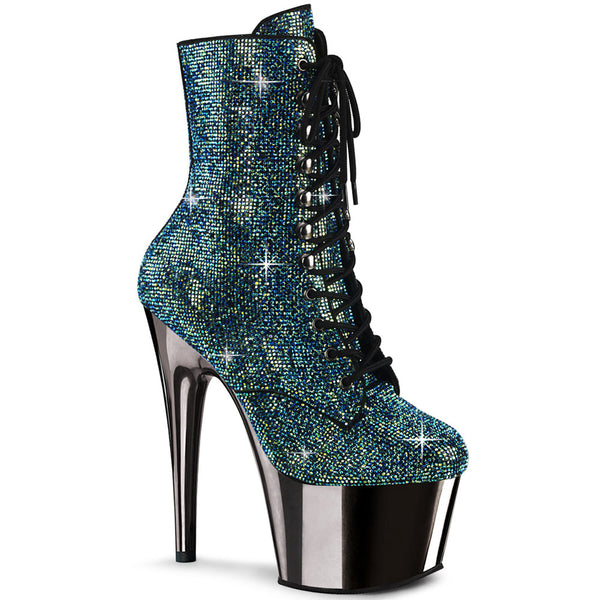 7" Heel , 2" Pf Rs Embellished Ankle Boot, Side Zip Pleaser Pleaser ADORE/1020CHRS