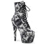 7" Heel, 2 3/4" Pf Lace-up Front Ankle Boot, Side Zip Pleaser Pleaser ADO1020DP/W/BFA/M