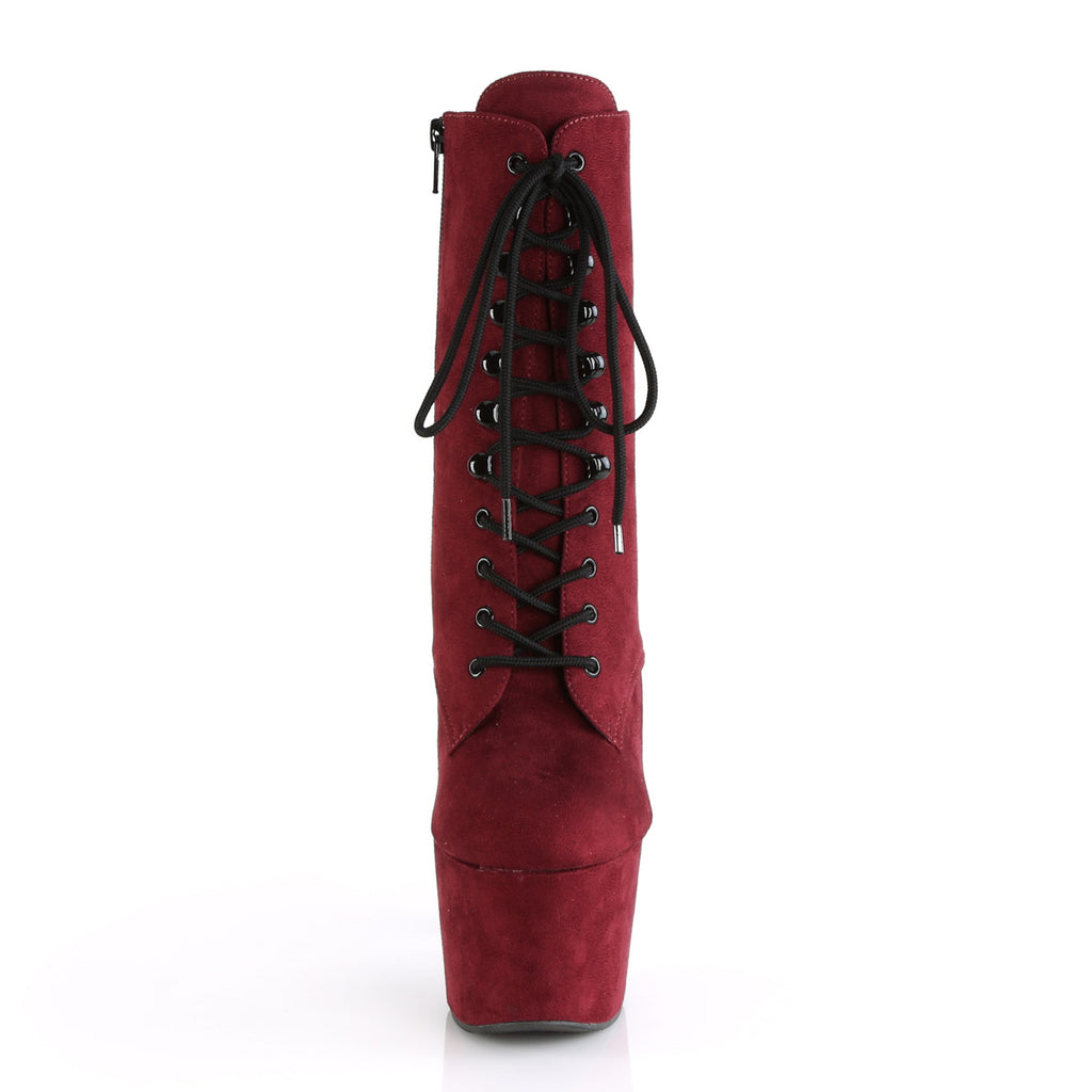 7" Heel, 2 3/4" PF Lace-Up Ankle Boot, Side Zip Pleaser Pleaser ADORE/1020FS