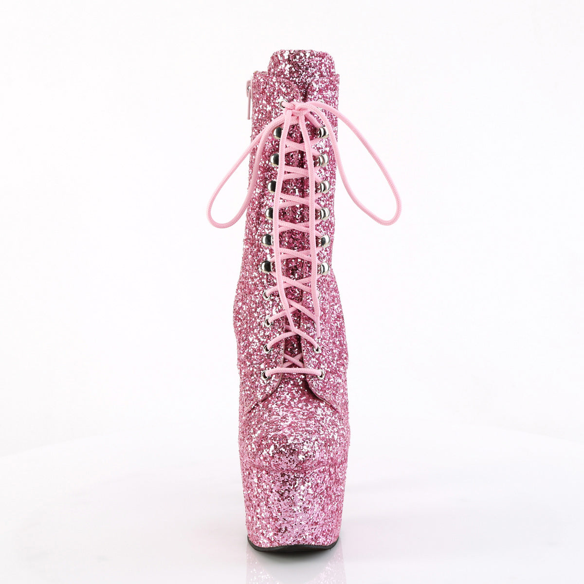 7" Heel, 2 3/4" Pf Lace-Up Glitter Ankle Boot, Side Zip Secondary image