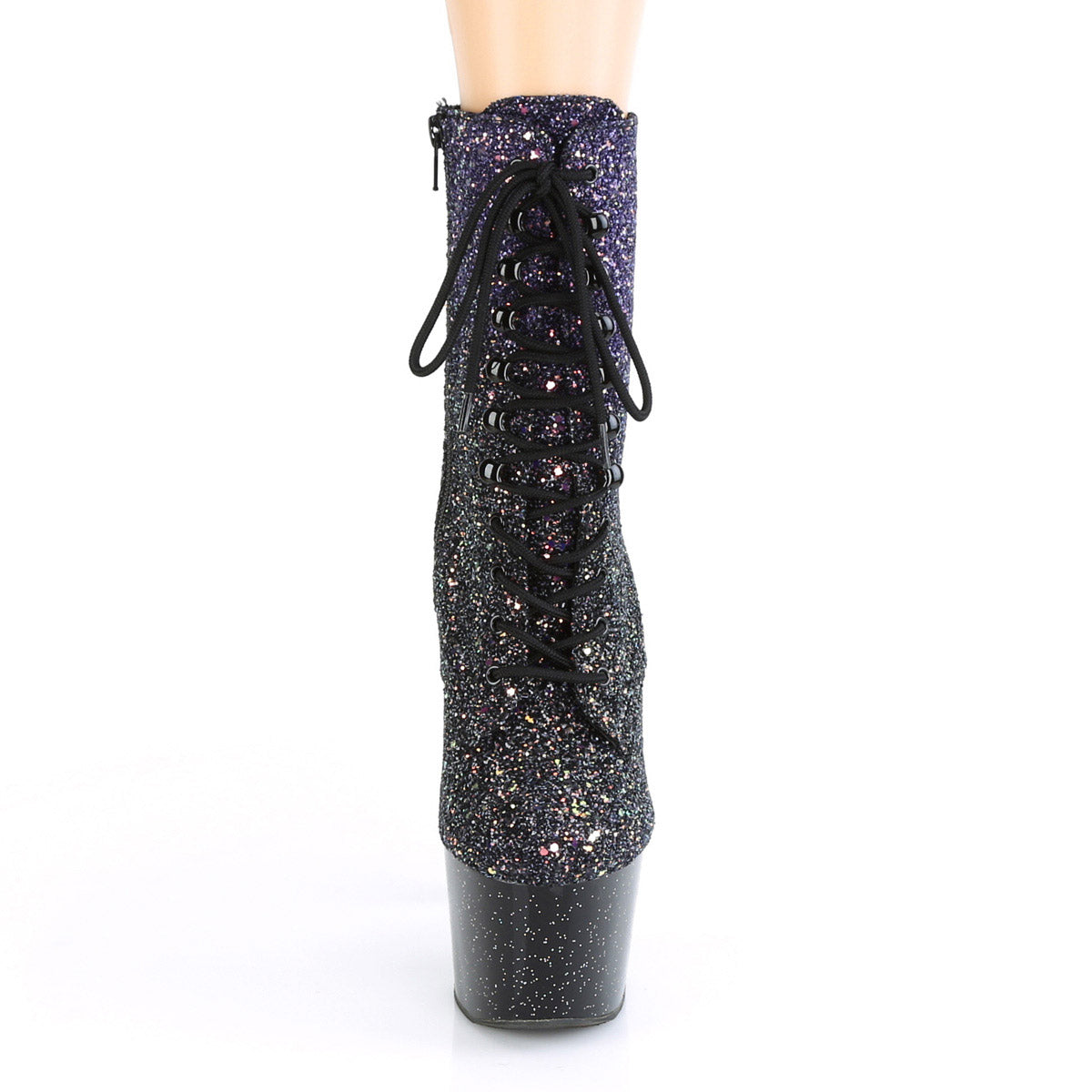 Pleaser Adore-1020OMBG 7" Heel Lace-Up Front Ankle Boot with Side Zip for Women Secondary image