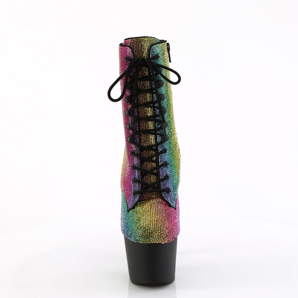7" Heel , 2 3/4" Pf Rs Embellished Ankle Boot, Side Zip Pleaser  ADORE/1020RS
