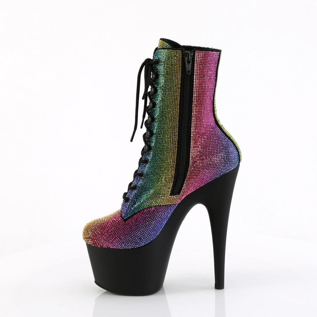 7" Heel , 2 3/4" Pf Rs Embellished Ankle Boot, Side Zip Pleaser  ADORE/1020RS