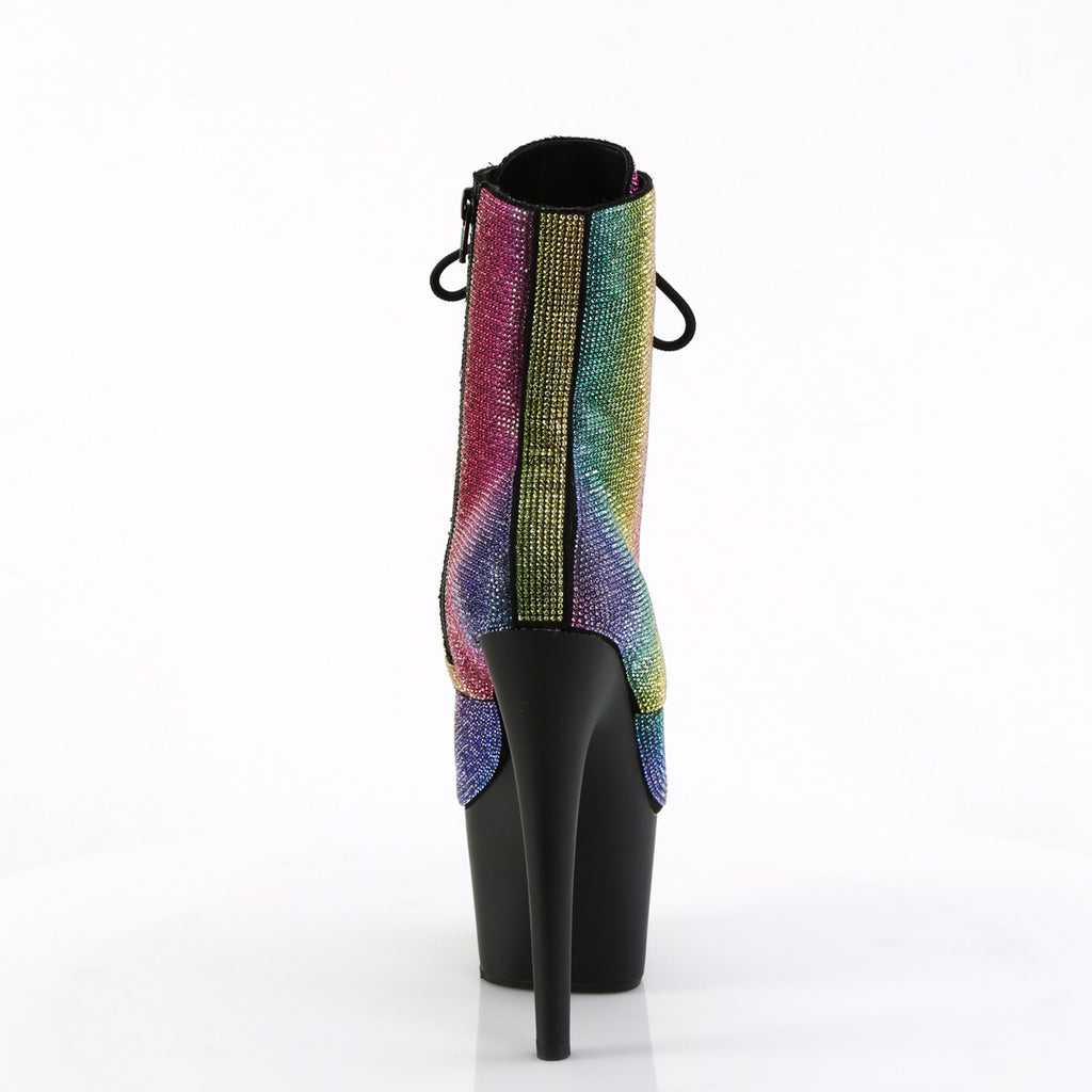 7" Heel , 2 3/4" Pf Rs Embellished Ankle Boot, Side Zip Pleaser  ADORE/1020RS