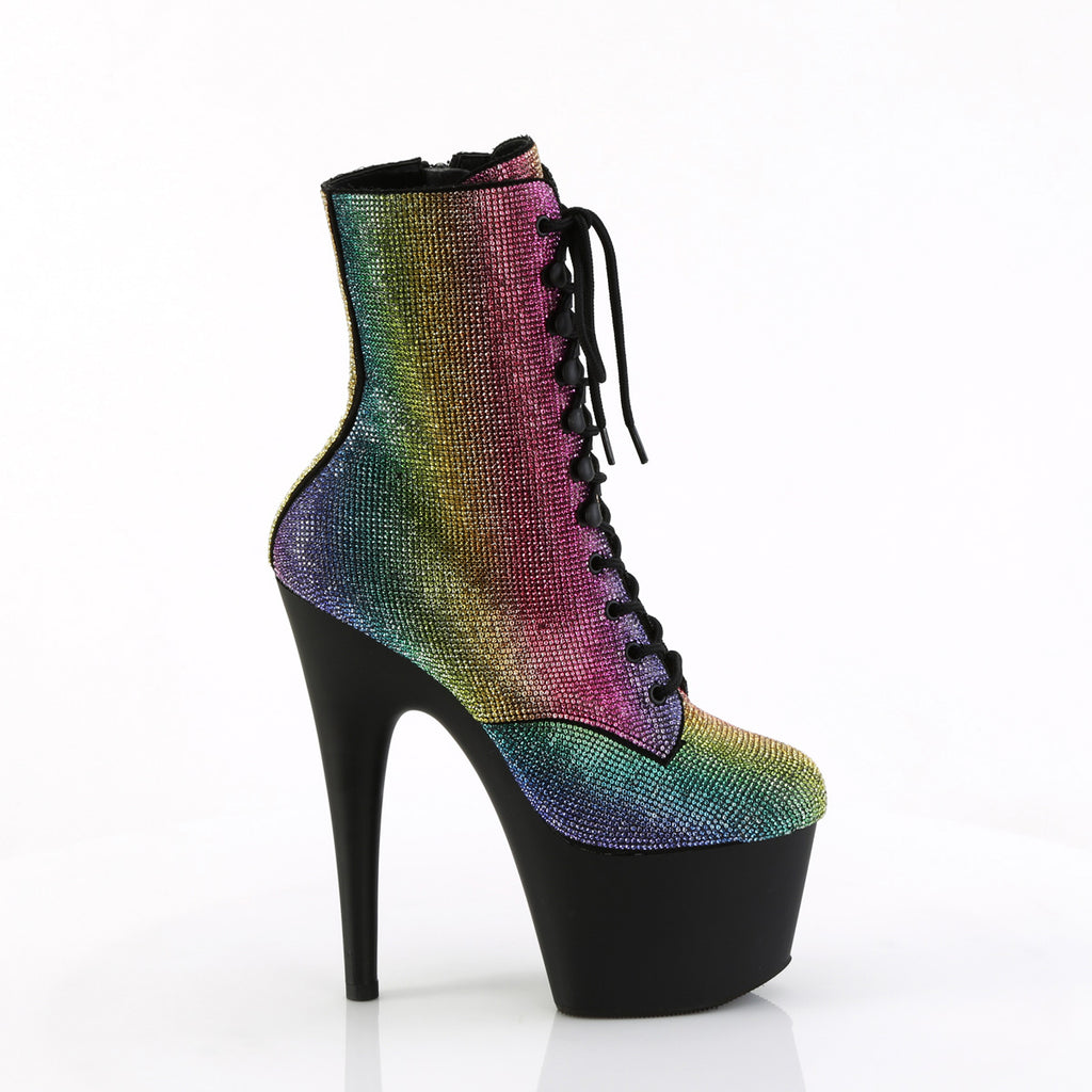 7" Heel , 2 3/4" Pf Rs Embellished Ankle Boot, Side Zip Pleaser  ADORE/1020RS