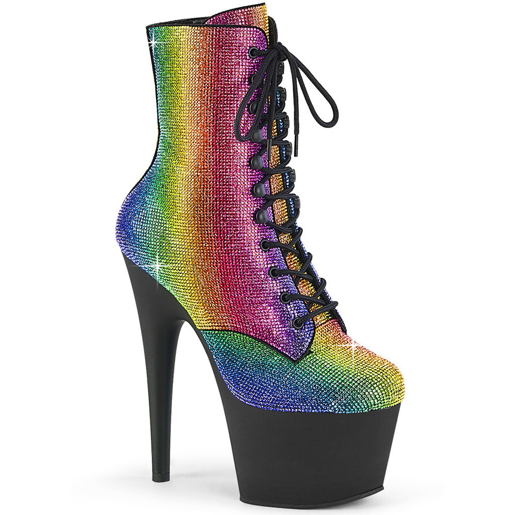 7" Heel , 2 3/4" Pf Rs Embellished Ankle Boot, Side Zip Pleaser  ADORE/1020RS
