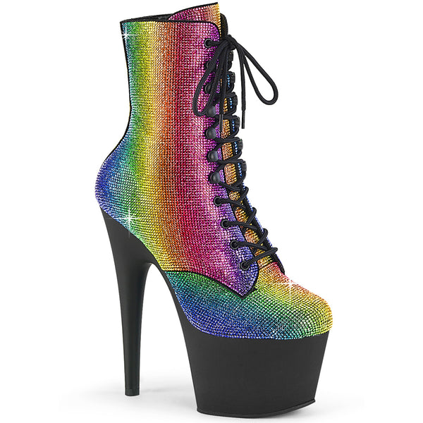 7" Heel , 2 3/4" Pf Rs Embellished Ankle Boot, Side Zip Pleaser  ADORE/1020RS