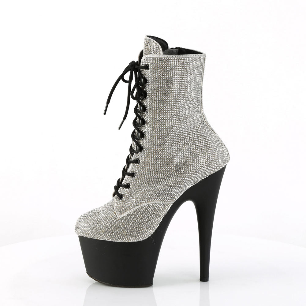7" Heel , 2" Pf Rs Embellished Ankle Boot, Side Zip Pleaser Pleaser ADORE/1020RS