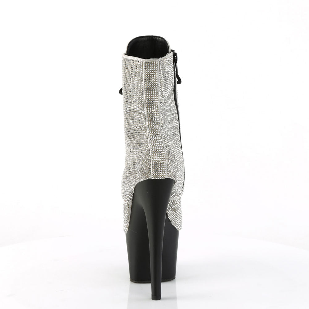 7" Heel , 2" Pf Rs Embellished Ankle Boot, Side Zip Pleaser Pleaser ADORE/1020RS