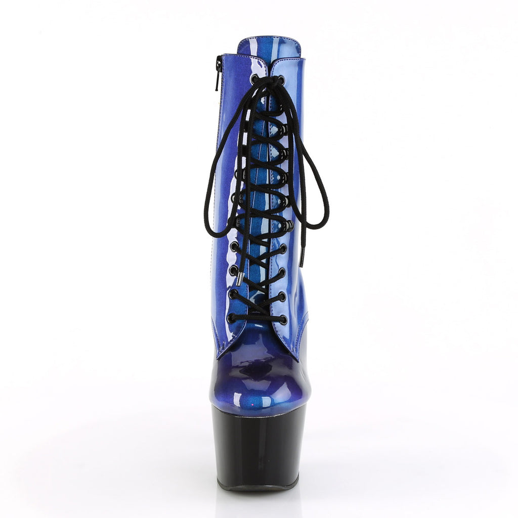 7" Heel, 2 3/4" PF Lace-Up Ankle Boot, Side Zip Pleaser Pleaser ADORE/1020SHG
