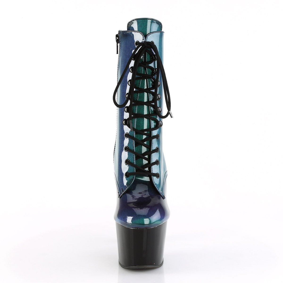 7" Heel, 2 3/4" PF Lace-Up Ankle Boot, Side Zip Pleaser Pleaser ADORE/1020SHG