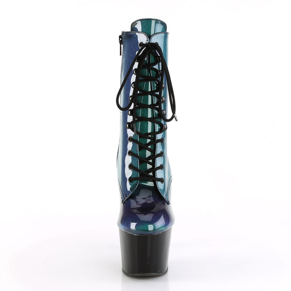 7" Heel, 2 3/4" PF Lace-Up Ankle Boot, Side Zip Pleaser Pleaser ADORE/1020SHG
