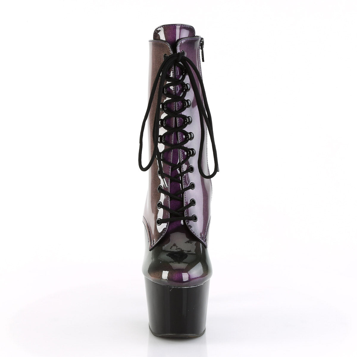 7" Heel, 2 3/4" Pf Lace-Up Ankle Boot, Side Zip Pleaser Pleaser ADORE/1020SHG
