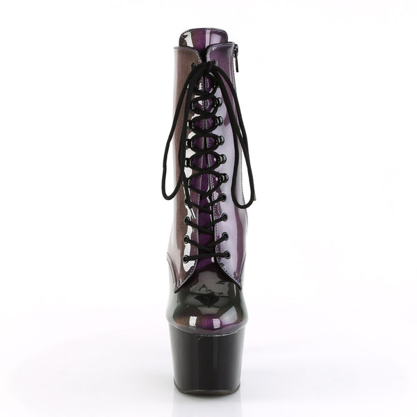 7" Heel, 2 3/4" Pf Lace-Up Ankle Boot, Side Zip Pleaser Pleaser ADORE/1020SHG