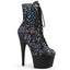 7" Heel, 2 3/4" Pf Lace-up Front Ankle Boot, Side Zip Pleaser Pleaser ADORE/1020SPLAT