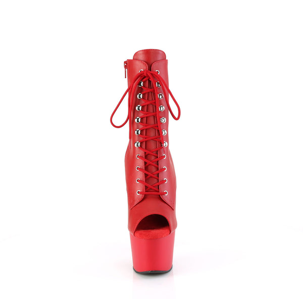 7" Heel, 2 3/4" Pf Peep Toe Lace-Up Ankle Boot, Side Zip Pleaser Pleaser ADORE/1021