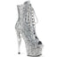 7" Heel, 2 3/4" PF Lace-Up Peep Toe Ankle Boot, Side Zip Pleaser Pleaser ADORE/1021G