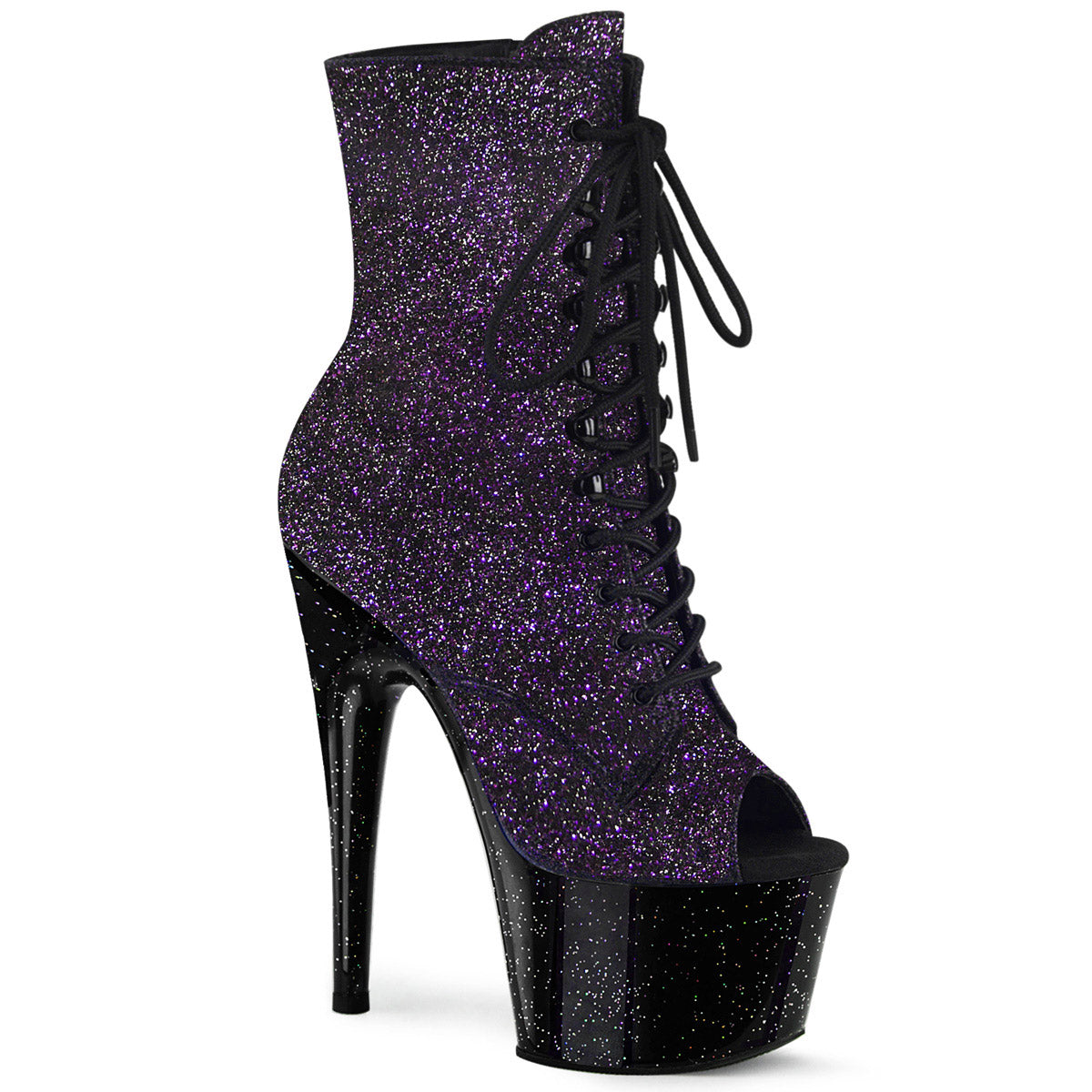 7" Heel, 2 3/4" Pf Peep Toe Lace-up Ankle Boot, Side Zip Pleaser Pleaser ADORE/1021MG Main image