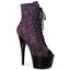 7" Heel, 2 3/4" Pf Peep Toe Lace-up Ankle Boot, Side Zip Pleaser Pleaser ADORE/1021OMBG