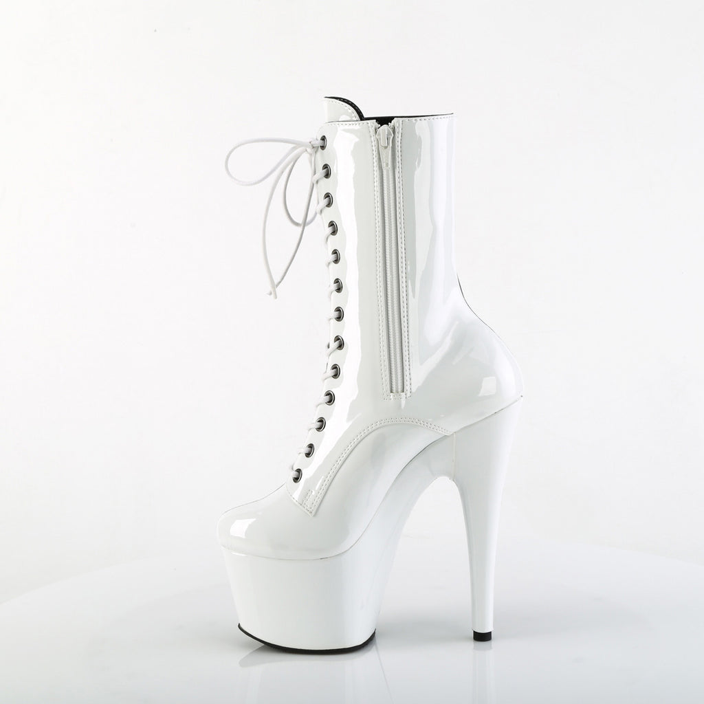 7" Heel, 2 3/4" Pf Two Tone Lace-Up Ankle Boot, Side Zip Pleaser Pleaser ADORE/1040TT