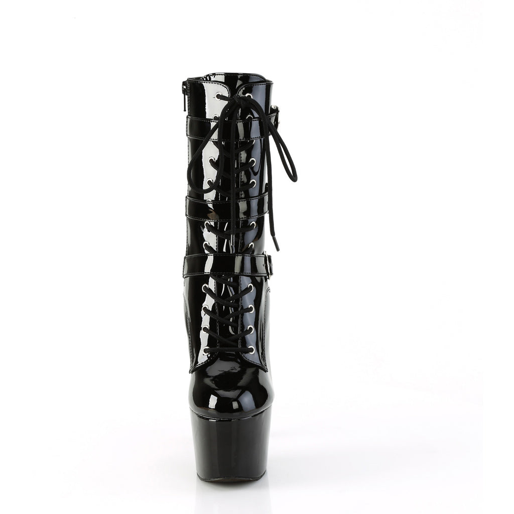 7" Heel, 2 3/4" Pf Lace-Up Front Ankle Boot, Side Zip Pleaser Pleaser ADORE/1043