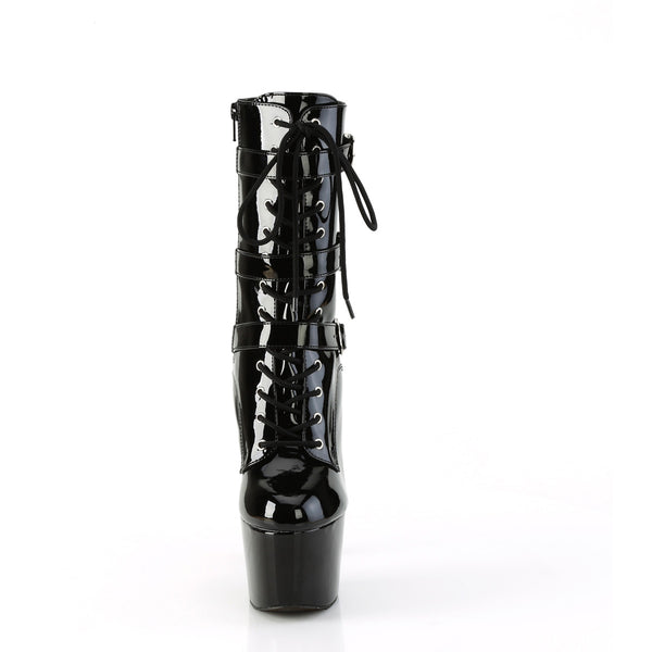 7" Heel, 2 3/4" Pf Lace-Up Front Ankle Boot, Side Zip Pleaser Pleaser ADORE/1043