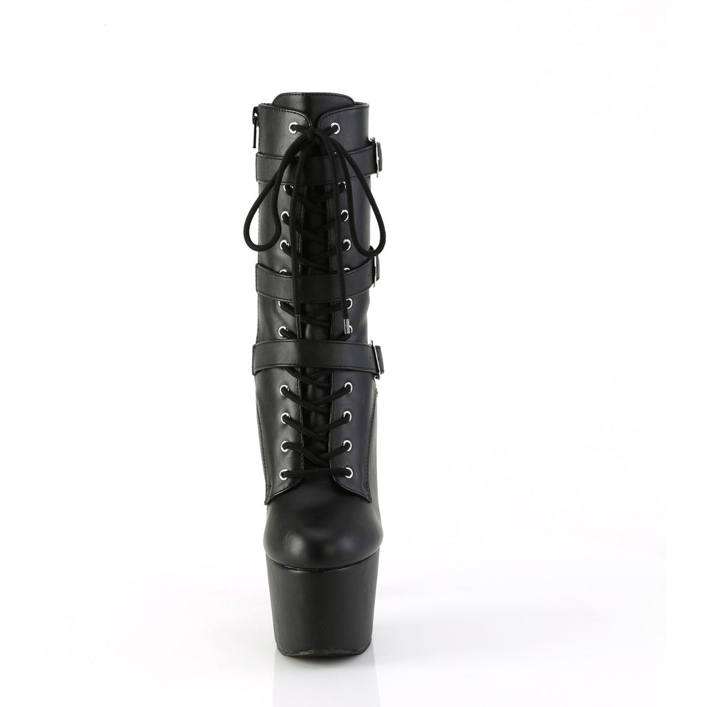 7" Heel, 2 3/4" Pf Lace-Up Front Ankle Boot, Side Zip Pleaser Pleaser ADORE/1043