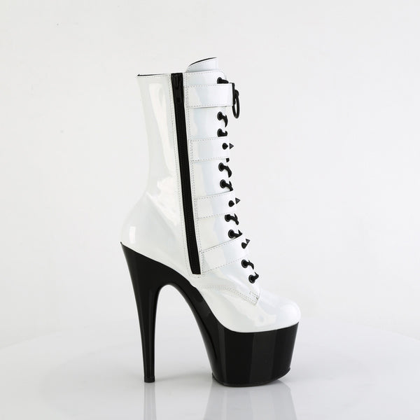 7" Heel, 2 3/4" Pf Two Tone Lace-Up Ankle Boot, Side Zip Pleaser Pleaser ADORE/1046TT