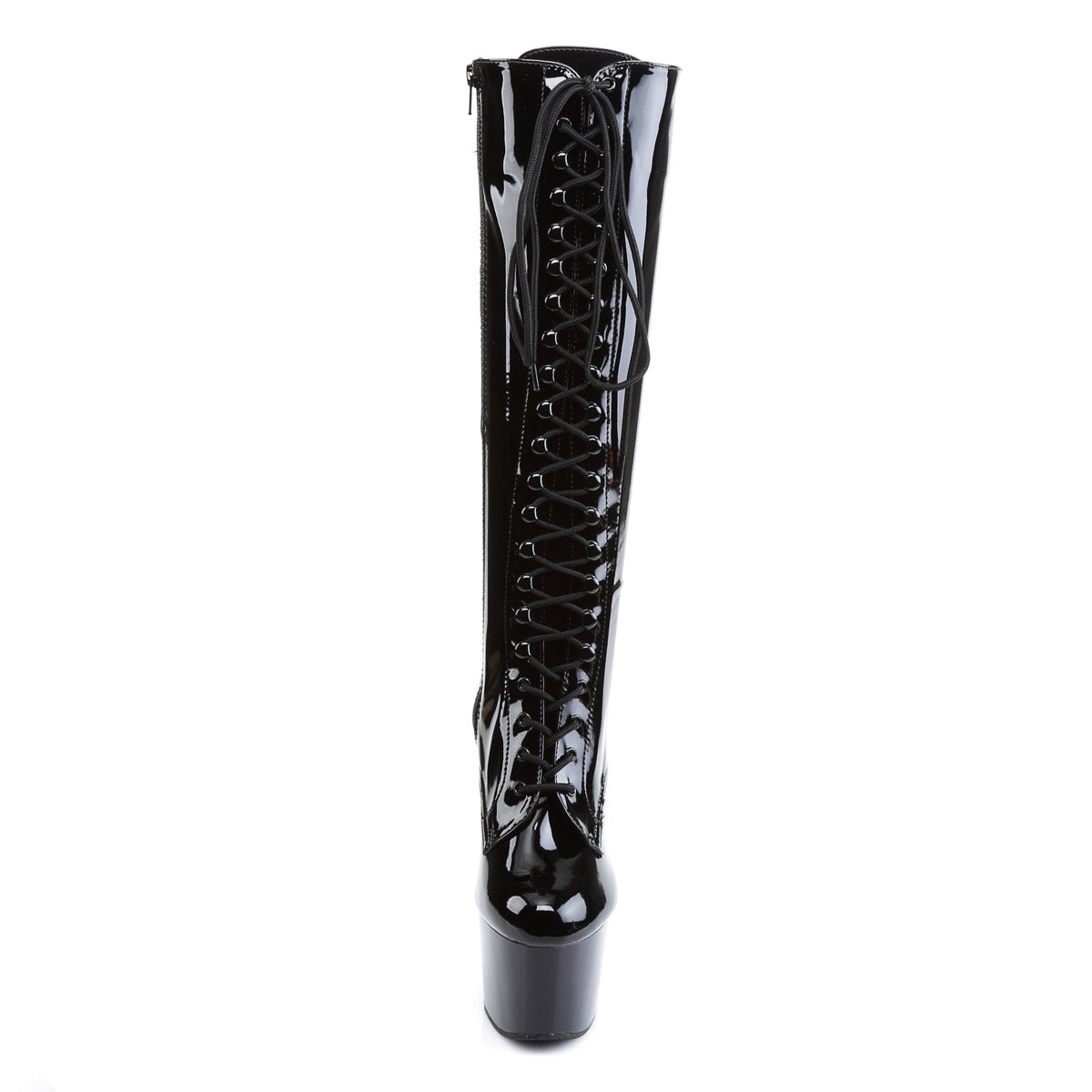7" Heel, 2 3/4" PF Lace-Up Stretch PF Knee Boot, Side Zip Pleaser Pleaser ADORE/2023